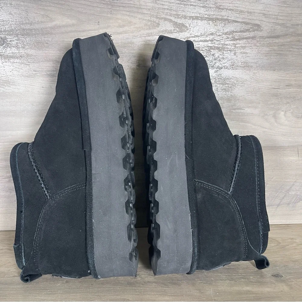 Bearpaw Womens‎ 9 Black Retro Platform Super Shorty Suede Pull On Fur Booties - Picture 8 of 13